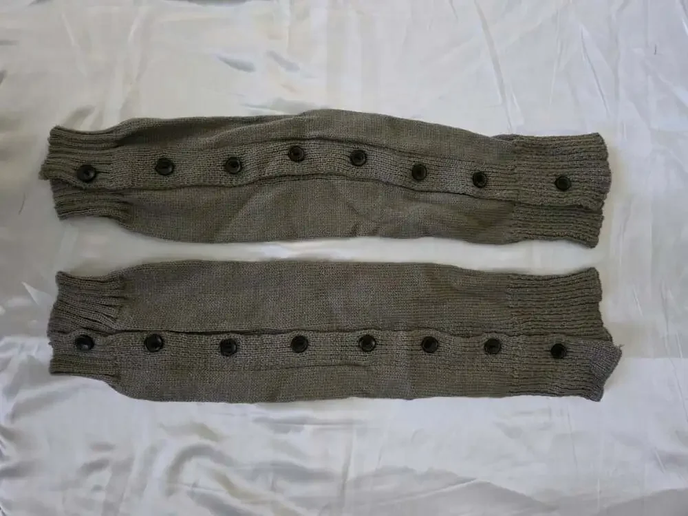 New Grey Knit Button Up Leg Warmers Size One Size Fits Most